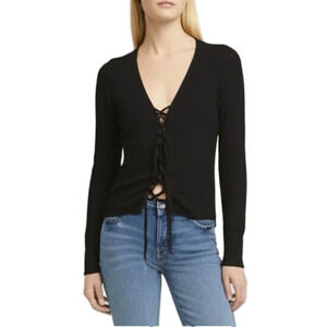 Pinque Black Lace Front Textured Sweater XXL